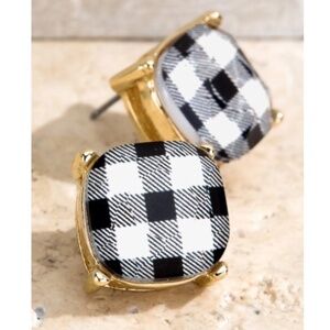 NEW✔️Charming Black & White Checkered Plaid Earrings